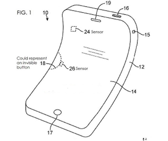 애플은 이미 지난  2013년 유럽특허청에 플렉서블디스플레이 스마트폰 특허를 출원하기도 했다. 사진=페이턴틀리애플  