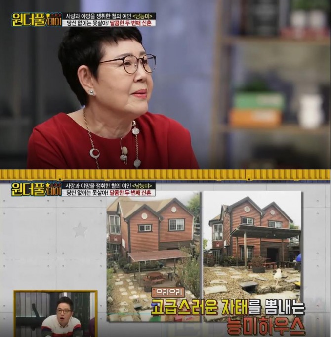 '스타쇼 원더풀데이' 남능미, 밝히지 않았던 인생 이야기는 무엇?…전원주택 공개 (김구라-장윤정 진행)-MC 김구라, 가수 장윤정, 방송인 조영구, 가수 김흥국, 요리 연구가 이혜정, SBS 아나운서 출신 방송인 윤영미, 배우 전원주, 가수 현영이 패널로 출연한다. /사진=TV조선 '스타쇼 원더풀데이' 남능미 방송캡처