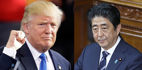 오는 17일 회담을 예정하고 있는 도널드 트럼프 차기 미국 대통령과 아베 신조 일본 총리 / 사진=뉴시스