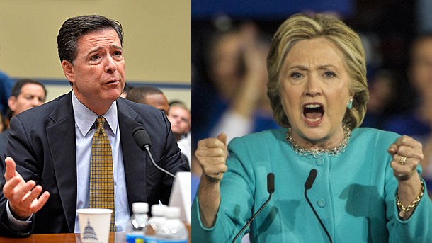 미 대선 종반에 힐러리의 이메일 재주사 방침을 밝혀 논란이 된 제임스 코미 FBI 국장(왼쪽) / 사진=뉴시스