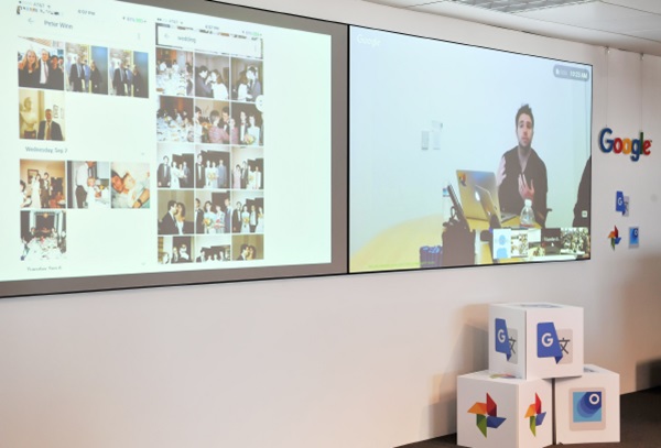 제임스 갤러거 구글 포토담당 이사가 서울-마운틴 뷰를 잇는 기자간담회에서 AI가 결합된 구글포토의 기능에 대해 설명하고 있다. 사진=구글코리아 