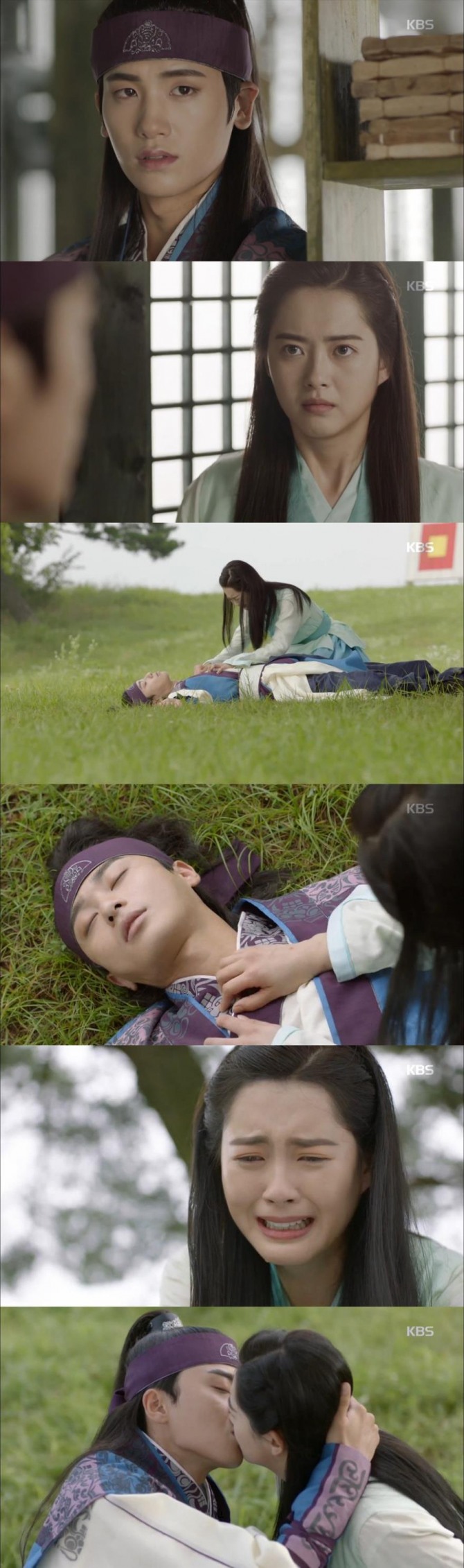 17일 방송된 KBS2 월화극 '화랑'에서 선우(박서준)는 아로(고아라)의 심쿵 고백에 전격 기습키스를 날렸다./사진=KBS2 방송 캡처