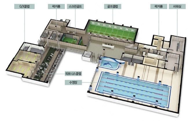 실내 수영장이 설계되는 시흥 센트럴 푸르지오 주민 공동시설, 사진=대우건설.