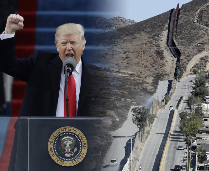 미국 캘리포니아주 테카테(왼쪽)와 멕시코 테카테 사이에 놓인 국경장벽 / 사진=AP 뉴시스