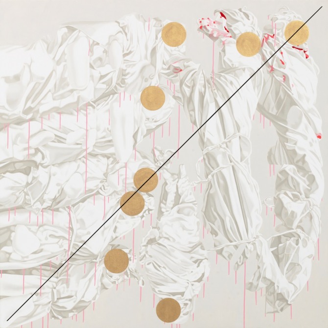 시체들1, 140x140cm, oil and acrylic on canvas, 2014