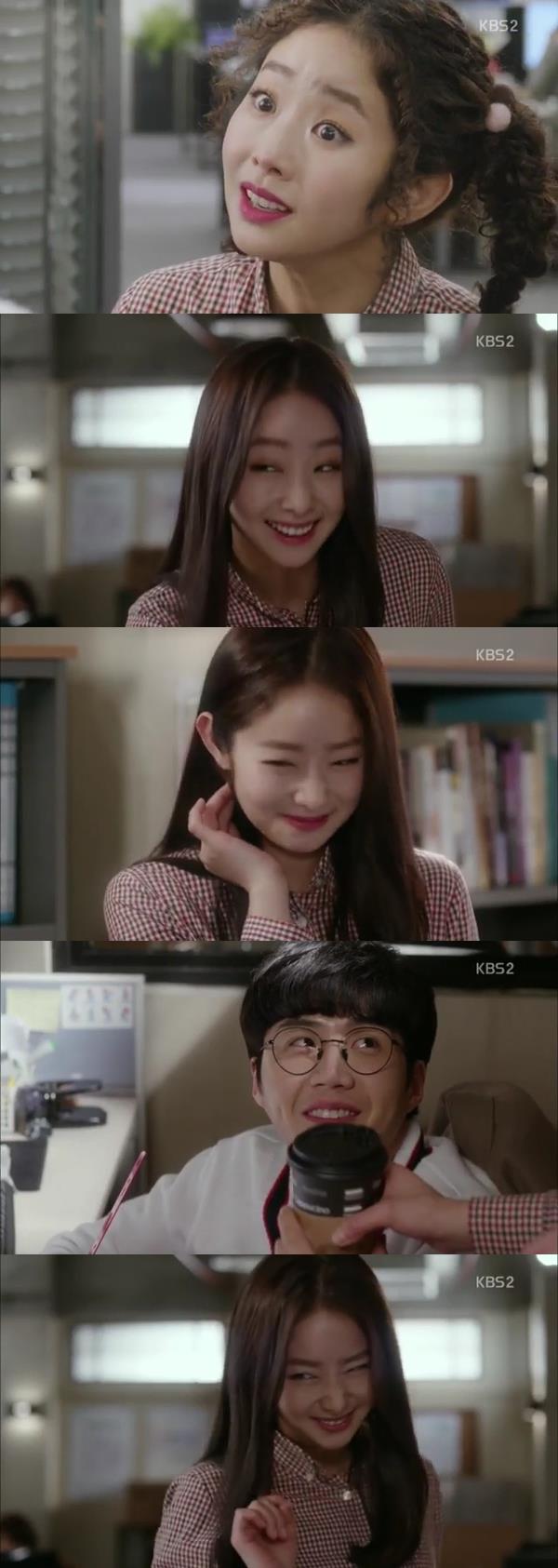 2일 방송된 KBS2 수목드라마 '김과장'에서 오광숙역의 임화영이 인생남자 선상태 역의 김선호를 만난 후 청순가련 미인으로 대변신을 해 화제를 모으고 있다./사진=KBS2 방송 캡처