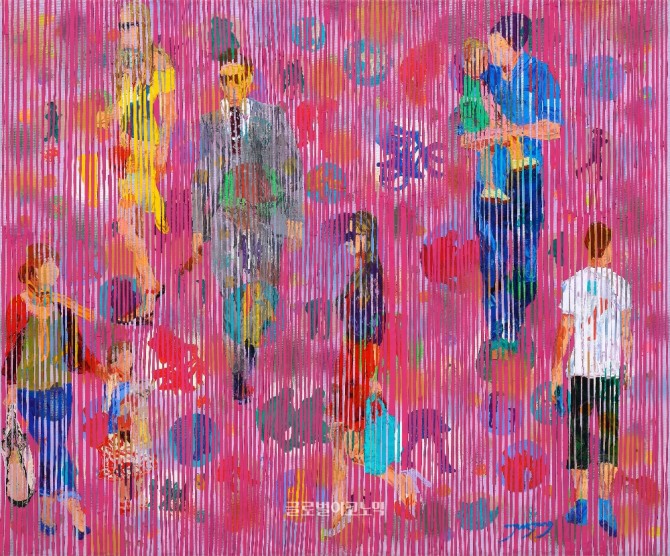 Citizen 연작- 해피데이, 60.6×72.7cm, acrylic&amp;fabric collage on canvas