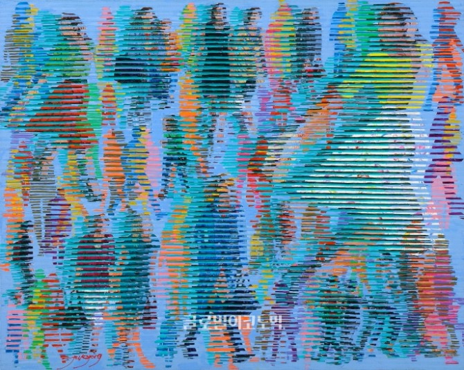 Citizen 연작- 해피데이, 72.7×90.9cm, acrylic&amp;fabric collage on canvas