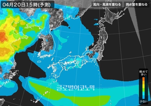 20일(목요일) 일본기상협회의 한반도 초미세먼지 예보는 '좋음'이다.