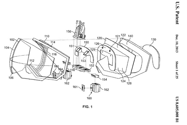 애플이 특허출원한 증강현실 기기 얼개도. 사진=애플/미특허청 