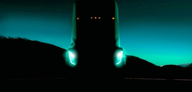 일론 머스크 테슬라 CEO는 차세대 전기트럭인 '테슬라 세미'의 티저 이미지를 공개했다. 