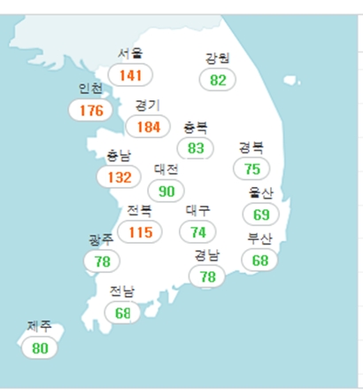 2일 오후 5시현재 통합대기지수 / 한국환경공단