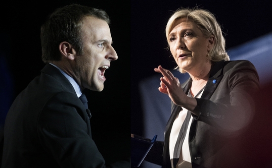 오는 7일 프랑스 대선 결선 투표를 앞두고 중도 성향 에마뉘엘 마크롱 후보와 극우정당 국민전선(FN) 마린 르펜 후보가 TV토론에서 열띤 공방을 펼쳤다 / 사진=뉴시스