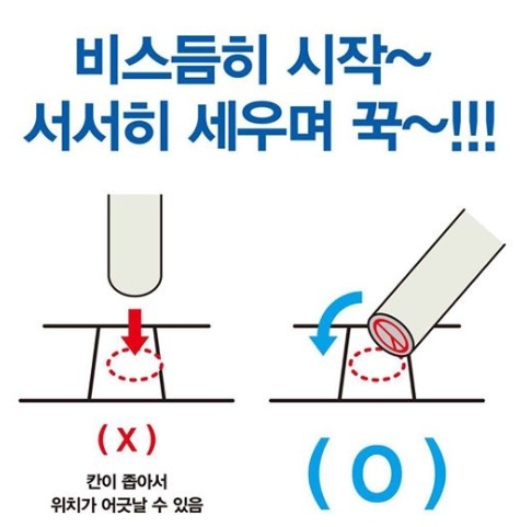 SNS에 공유되고 있는 올바른 기표방법. 후보가 많아 투표용지의 공란의 칸이 좁기 때문에 도장을 비스듬히 대고 서서히 세워서 기표하는 방법을 설명하고 있다. 사진=손혜원 의원 홈페이지 캡쳐