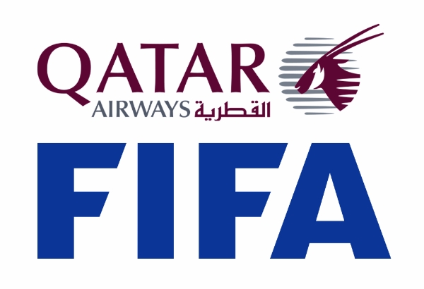 카타르항공이 국제축구연맹(FIFA)과 월드컵 스폰서 계약을 체결했다. 카타르항공(상단)과 FIFA의 로고