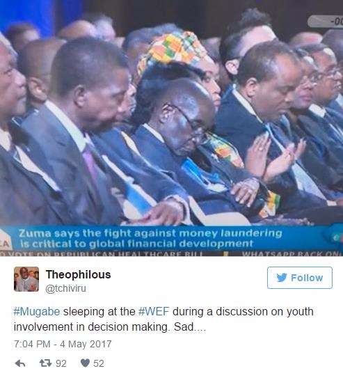 아프리카 짐바브웨 로버트 무가베 대통령의 졸음 모습이 SNS에서 논란이다. 