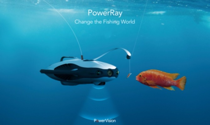 '파워레이'는 유선 컨트롤러와 스마트폰 앱을 이용해 낚시꾼이나 어부들에게 수중 상황을 알려주는 모니터링 역할을 한다. 자료=PowerVision