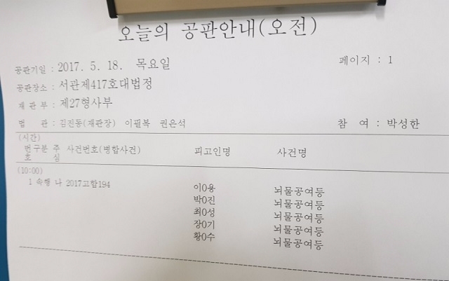 이재용 삼성전자 부회장 등 삼성 관계자들의 15차 공판이 18일 서울 서초구 서울중앙지방법원에서 진행 중이다. 사진=유호승 기자