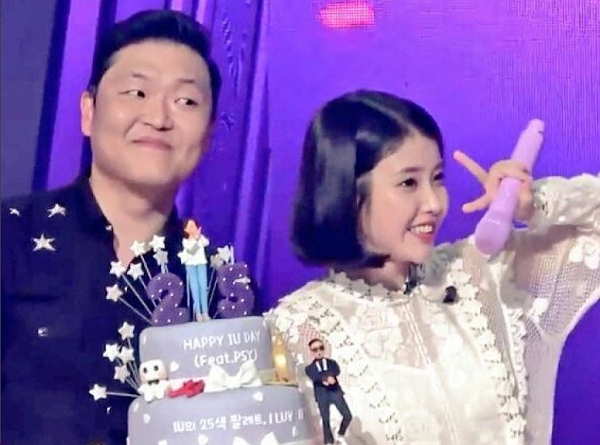 싸이가 인스타그램을 통해 판타스틱듀오2 녹화현장에서 있었던 아이유 생일 파티 사진을 공개했다. 사진은 싸이 인스타그램. 