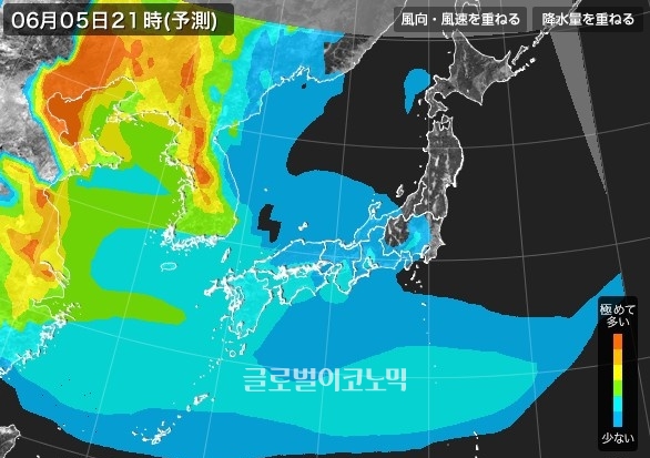 절기상 ‘망종’인 5일 전국이 화창한 가운데 수도권과 강원영서 등 일부 지역에서 초미세먼지 '매우 나쁨' 단계가 나타나고 있다 / 사진=일본기상협회