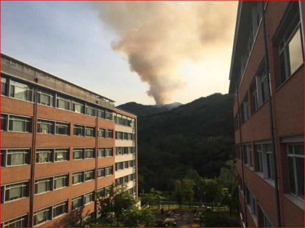 국민안전처에 따르면 5일 오후 6시경 서울 관악구 삼성산 약수사 인근 산불이 발생했다. /사진=페이스북 사진 캡처