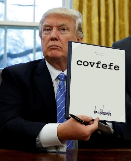 도널드 트럼프 대통령이 트윗에 올려 화제가 된 단어 '코브페페(Covfefe)'는 무슨 뜻인지 알 수 없지만 상표로서의 가치는 널리 인정받고 있다.