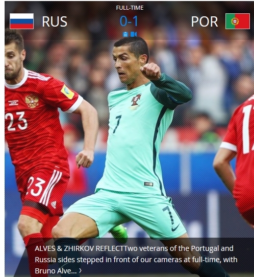 포르투갈은 21일 자정(한국시각) 러시아 모스크바 옷크르티예 스타디움에서 열린 2017 FIFA(국제축구연맹) 컨페더레이션스컵 러시아와의 A조 2차전에서 호날두의 결승골을 앞세워 1-0으로 승리했다./사진=FIFA 자료사진