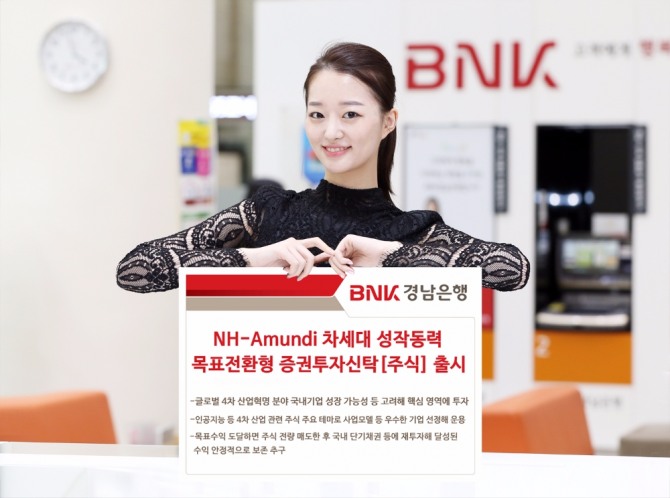 BNK경남은행은 'NH-Amundi 차세대 성장동력 목표전환형 증권투자신탁(주식)'을 오는 29일까지 한시 판매한다. BNK경남은행=제공