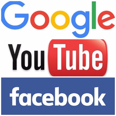 다국적 IT 기업 구글, 유튜브, 페이스북(위부터).