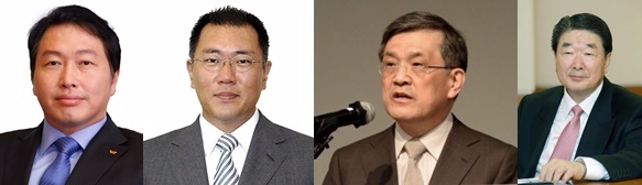 최태원 SK 회장, 정의선 현대자동차 부회장, 권오현 삼성전자 부회장, 구본준 LG 부회장(왼쪽부터)