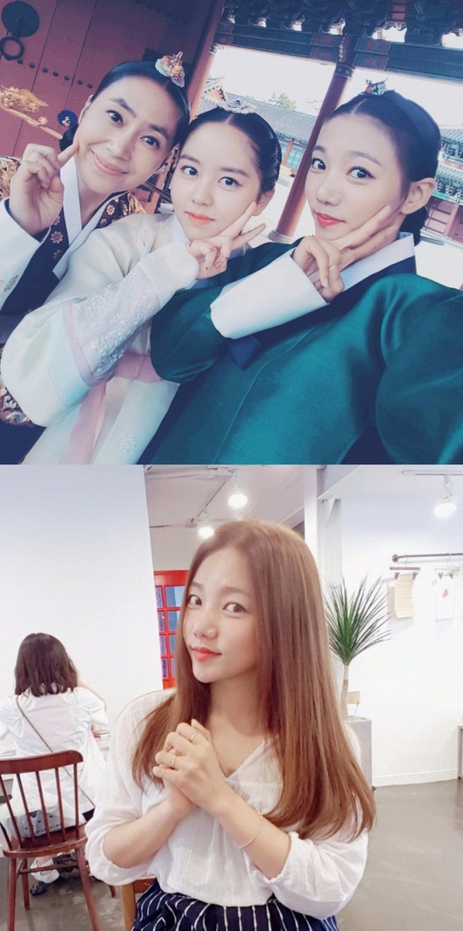 '군주 가면의 주인'에서 매창 역으로 세자 이선(유승호)을 은밀하게 도왔던 이채영(위, 오른쪽)이 1일 자신의 인타스그램을 통해 헤어스타일이 변신한 사진을 게재해 막방 촬영의 아쉬움을 전했다. 사진=이채영 인스타그램 캡처