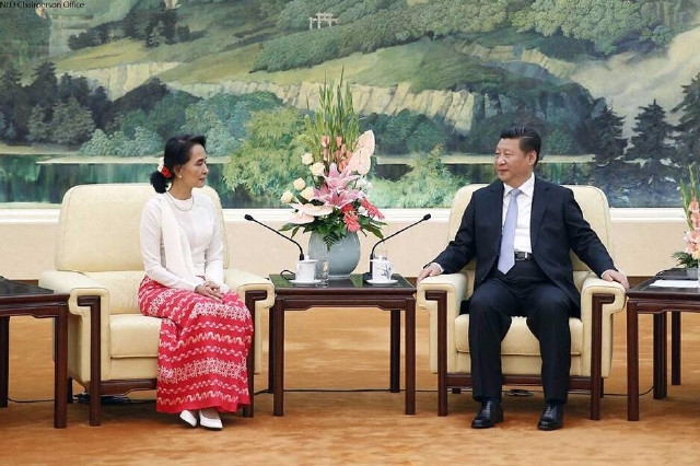 2016년 8월 중국을 방문한 미얀마 지도자 아웅 산 수치는 나는 인근의 우방인 중국이 우리의 평화 프로세스를 추진해 줄 것을 믿는다라는 바람을 전했다. 자료=중국외교부