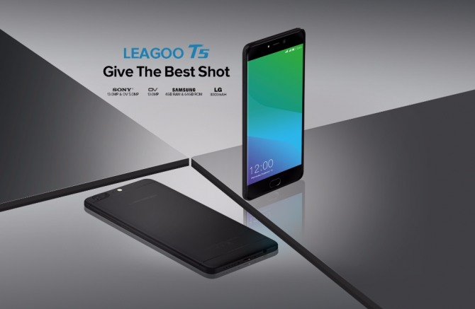 중국의 저가 스마트폰 제작업체 리구는 'T5' 홍보 화면에서 삼성과 LG, 소니의 부품을 사용했다는 점을 강조하고 있다. 자료=리구