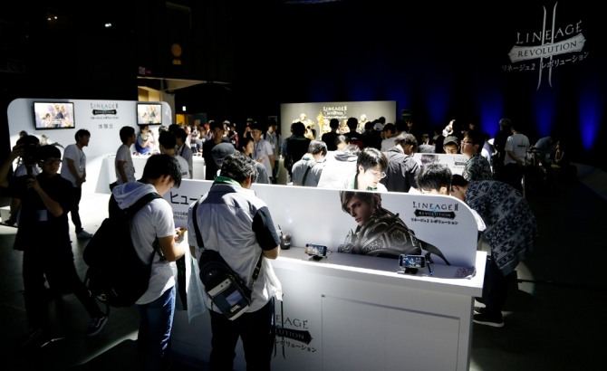 넷마블이 일본 현지에서 진행한 '레볼루션' 사전 론칭 파티 현장 모습.