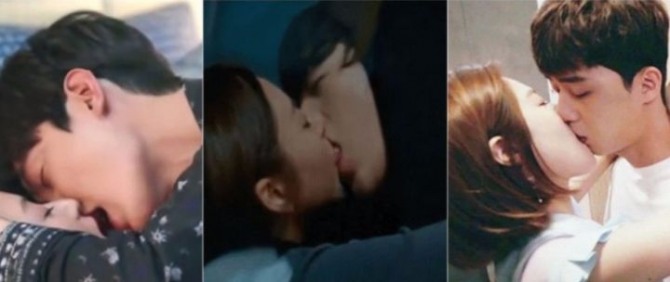 이엘리야의 키스신을 모아놓은 한 온라인 커뮤니티 게시물. 이엘리야는 이민호, 서강준, 박서준 등의 남자배우들과 과감한 키스신을 선보였다.