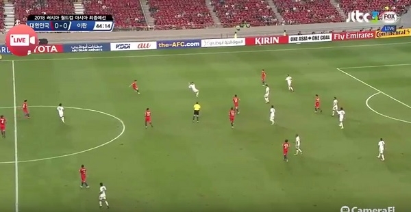 한국과 이란의 전반전 경기가 0 대 0으로 마무리 됐다. 사진=TV 강자 유튜브 채널. 