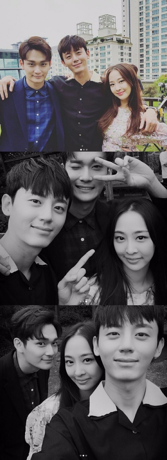SBS 주말드라마 '언니는 살아있다'에서 설기찬 역으로 활약하는 이지훈이 10일 자신의 SNS를 통해 극중 양달희 역의 김다솜, 극중 구세준 역의 조윤우와 함께 한 비하인드 컷과 '구 설 양 힘내자'는 글을 게재했다. 사진=이지훈 인스타그램 캡처