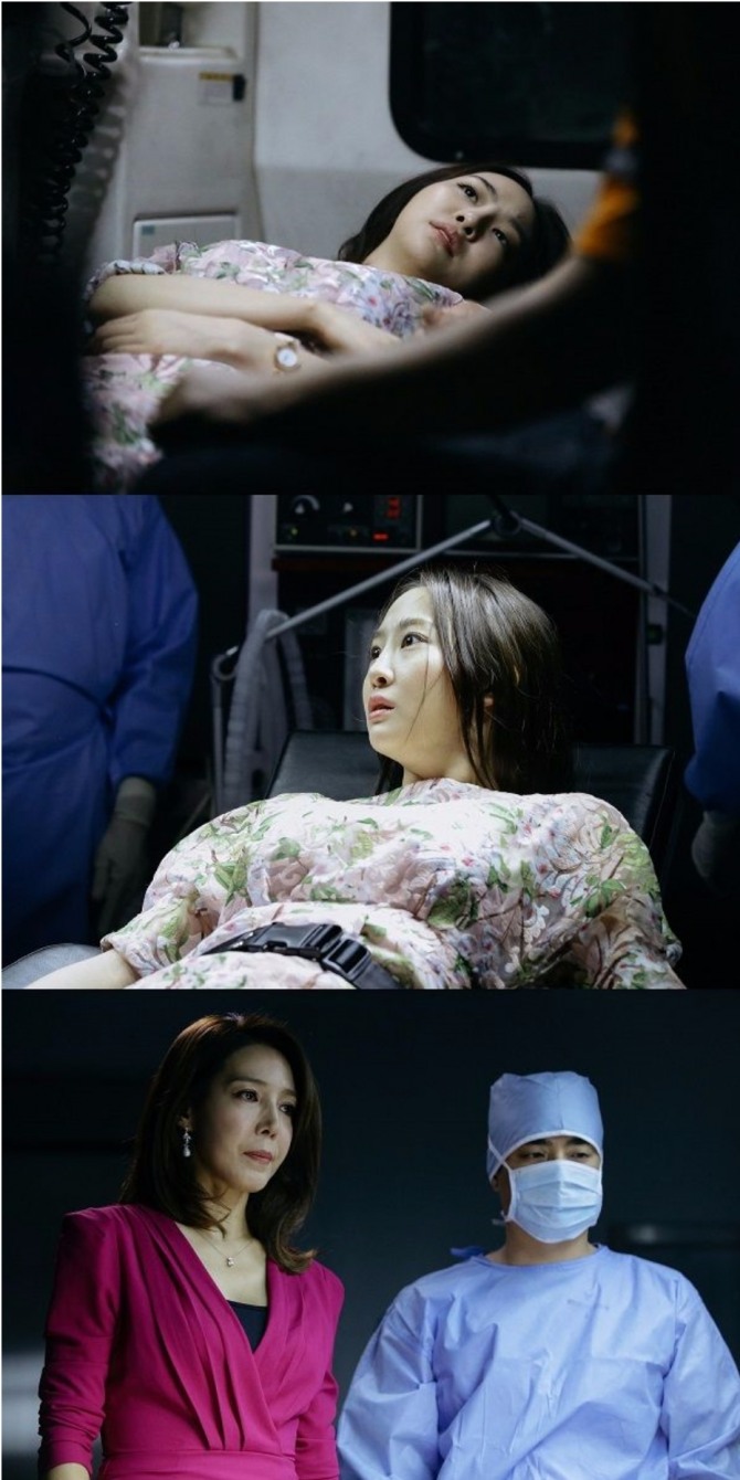 SBS 주말드라마 '언니는 살아있다' 제작진은 15일 양달희(다솜)가 구급차에 실려가 수술대에 묶인 채 비키 정(전수경)과 만나는 소름 돋는 스틸 컷을 공개했다. 사진=SBS 제공