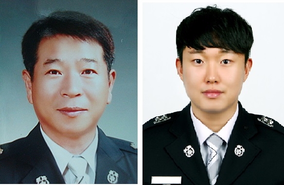 LG복지재단은 18일 고(故) 이영욱 소방위(왼쪽)와 이호현 소방관에게 의인상을 수여하기로 결정했다.