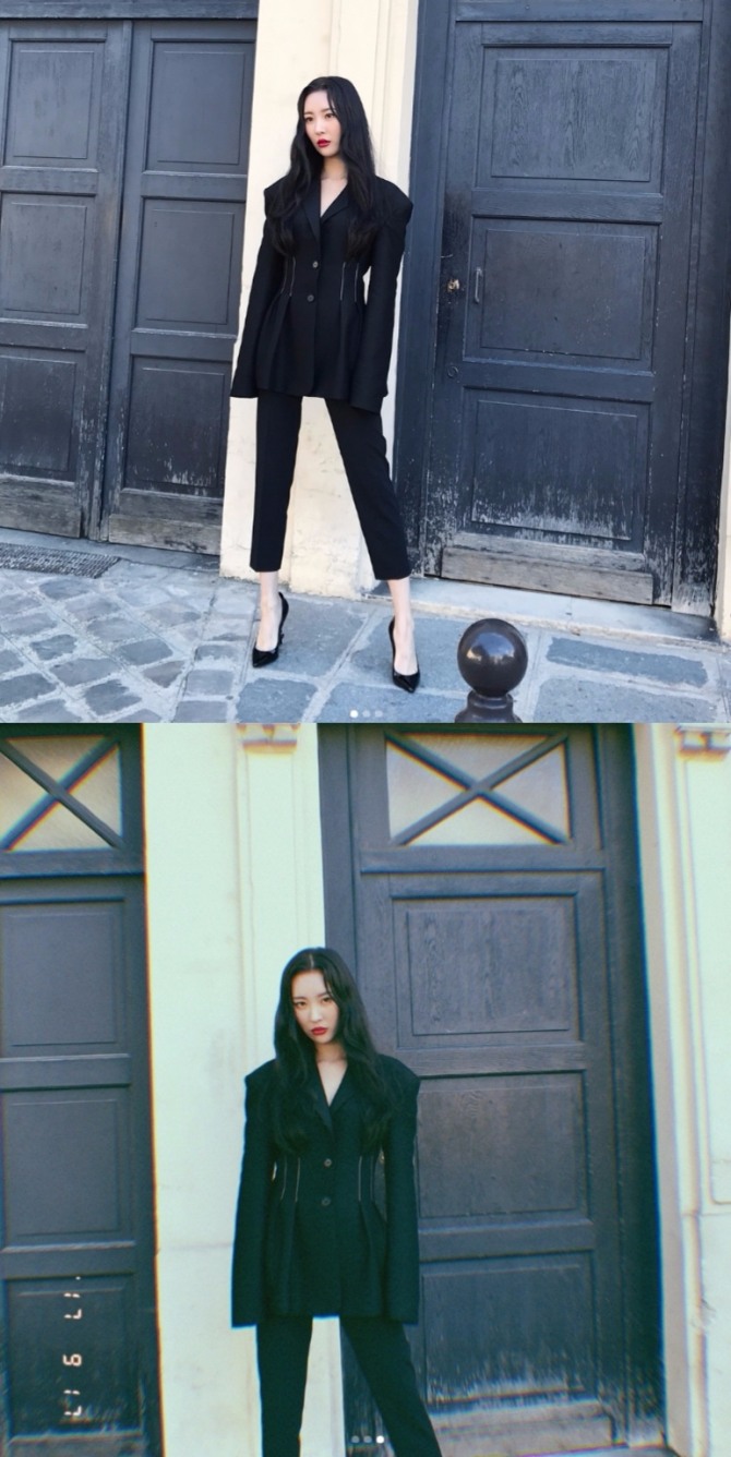 가수 선미가 24일 스타일리쉬한 블랙의상을 입고 고혹적인 눈빛을 발산했다. 사진=선미 인스타그램 캡처