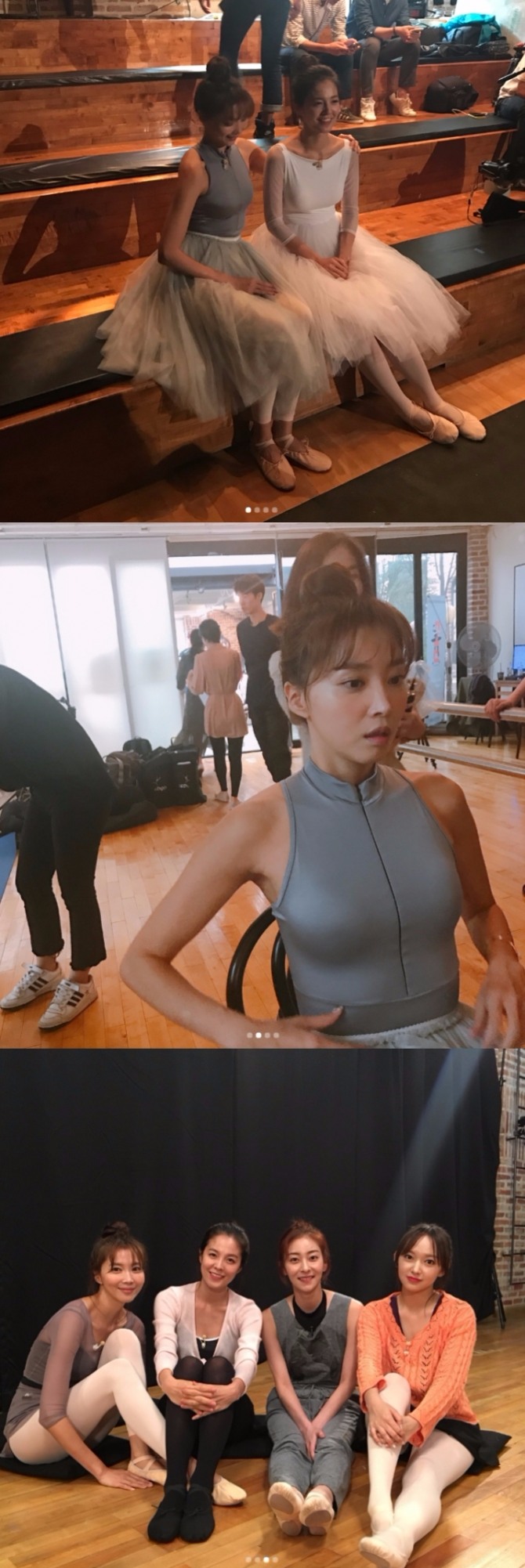 오윤아가 동료 배우들과 발레 수업에 열중하고 있다. 사진=오윤아 인스타그램 캡처