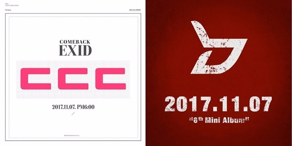 11월 7일 컴백을 앞둔 그룹 이엑스아이디(EXID)의 '깜짝 스포'가 공개돼 팬들의 기대감을 끌어올렸다. 사진=EXID, 블락비 인스타그램