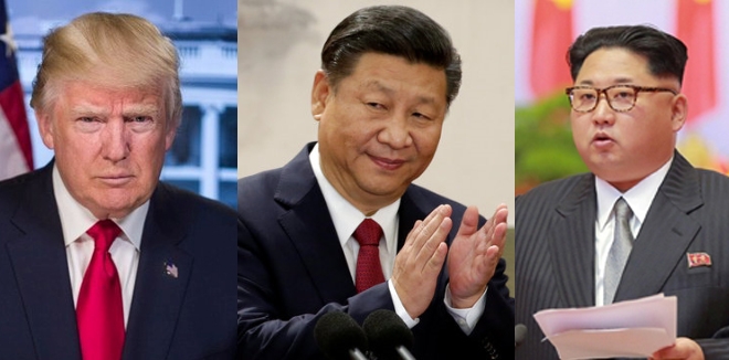 집권 2기를 시작한 시진핑 중국 국가주석에게 트럼프 대통령과 김정은 위원장이 잇따라 축하 전화와 메시지를 보냈다. 미국은 대북제재를 위한 중국 압박용, 북한은 중국과의 관계 개선용이라는 의견이 우세하다 / 사진=백악관·로이터/뉴스1