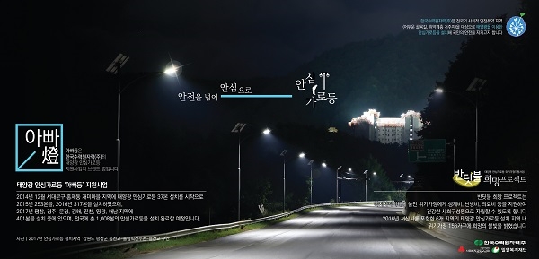 한국수력원자력이 올림픽 개최지인 평창군에 태양광 안심가로등 설치를 완료했다. 