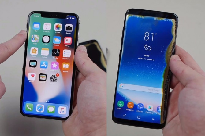 화재실험 결과 아이폰X가 갤럭시S8보다 화재의 열기에 조금 더 강했다. 자료=테크렉스