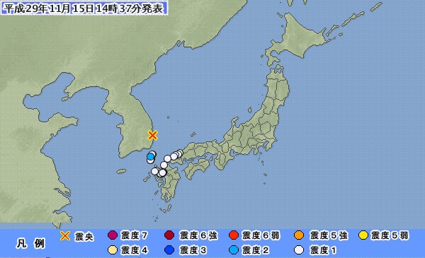 규모 5.5 포항 지진이 일본에서도 감지됐지만 쓰나미 우려는 없다고 일본 기상청이 밝혔다 / 사진=일본 기상청