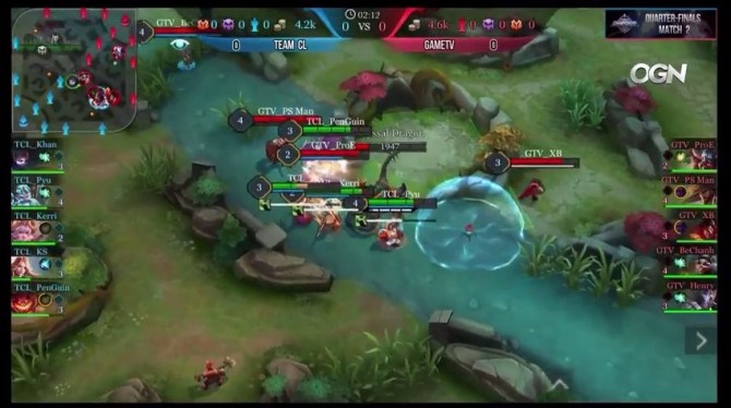 25일 '펜타스톰 for kakao(이하 펜타스톰)' 아시안컵 본선에서 TCL은 기발한 전략으로 GTV에 맞섰다. 5:5에 팽팽한 대치상태를 가른 건 GTV의 유연한 게릴라 전술이었다. 