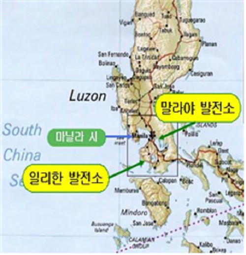 한국전력이 필리핀에서 운영 중인 일리한 발전소 위치도. 사진=한국전력.
