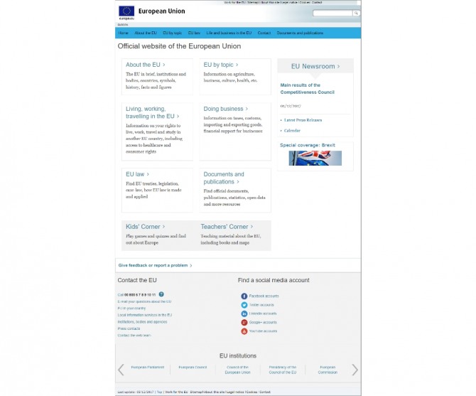 EU 공식 홈페이지