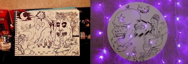 송민호가 그린 그림 '쾌락'(좌)과 '허영'(우)의 모습. 사진=송민호 인스타그램에서 캡처